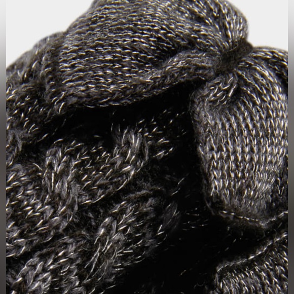 NWT Laila Bow Fleece Lined Sock charcoal silver w/ adorable bow. Shoe size 5-10 - Picture 4 of 16